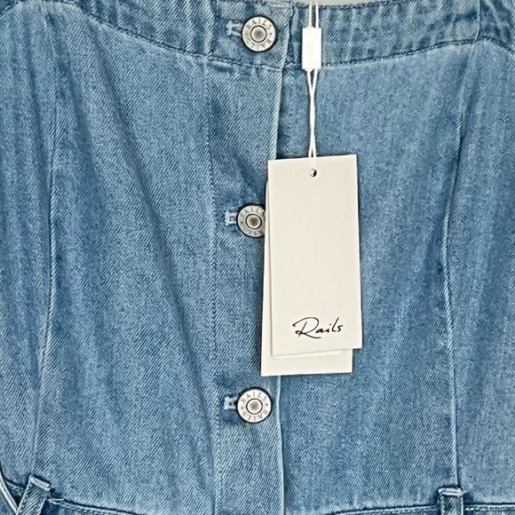 NWT Rails Anita Denim Mini Dress XL Button Front Ocean Wash - Picture 8 of 11